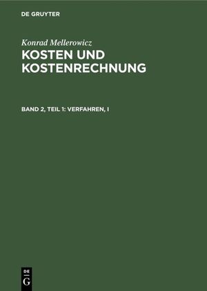 neues Buch – Konrad Mellerowicz – Verfahren, I. Tl.1