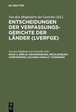 ISBN 9783110153682: Berlin, Brandenburg, Mecklenburg-Vorpommern, Sachsen-Anhalt, Thüringen - 1.1. bis 31.12.1994