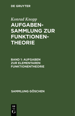 ISBN 9783111007809: Aufgaben zur elementaren Funktionentheorie