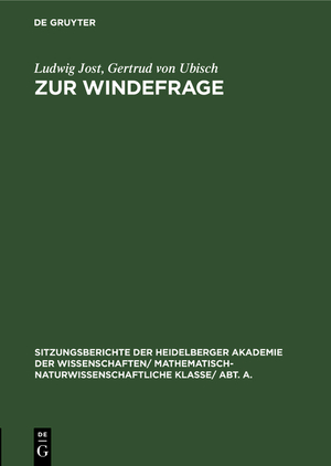 neues Buch – Gertrud von Ubisch – Zur Windefrage