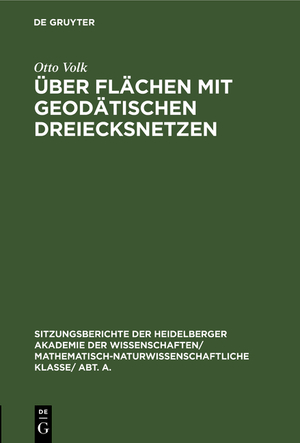 ISBN 9783111046143: Über Flächen mit geodätischen Dreiecksnetzen