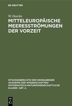 ISBN 9783111046563: Mitteleuropäische Meeresströmungen der Vorzeit