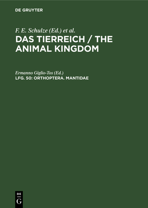 ISBN 9783111065205: Das Tierreich / The Animal Kingdom / Orthoptera. Mantidae