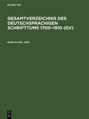 ISBN 9783111084886: Ges - Gess