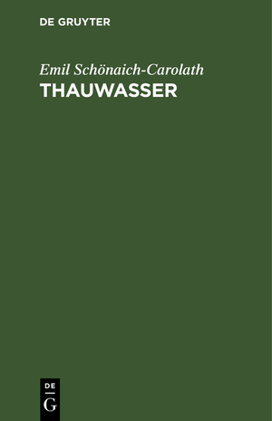 ISBN 9783111114927: Thauwasser