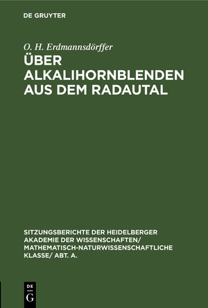 ISBN 9783111189413: Über Alkalihornblenden aus dem Radautal