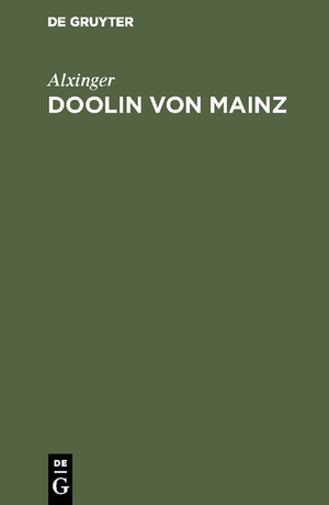 neues Buch – Alxinger – Doolin von Mainz