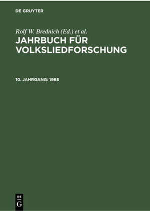 ISBN 9783112301807: Jahrbuch für Volksliedforschung / 1965