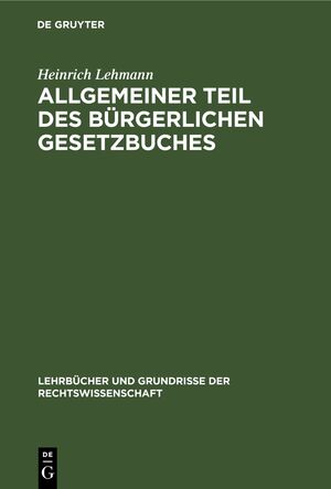 ISBN 9783112304976: Allgemeiner Teil des Bürgerlichen Gesetzbuches