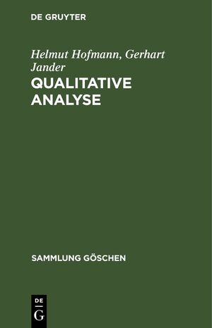 ISBN 9783112310502: Qualitative Analyse