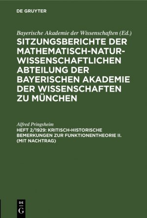 ISBN 9783112323458: Kritisch-historische Bemerkungen zur Funktionentheorie II. (mit Nachtrag)