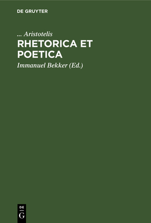 ISBN 9783112413470: Rhetorica Et Poetica