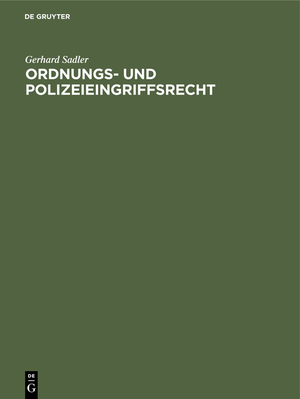 ISBN 9783112418697: Ordnungs- und Polizeieingriffsrecht