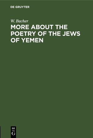 ISBN 9783112436332: More about the Poetry of the Jews of Yemen