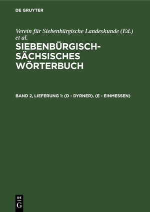 ISBN 9783112440858: Siebenbürgisch-Sächsisches Wörterbuch / (D - Dyrner). (E - einmessen)