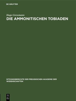 ISBN 9783112504895: Die ammonitischen Tobiaden