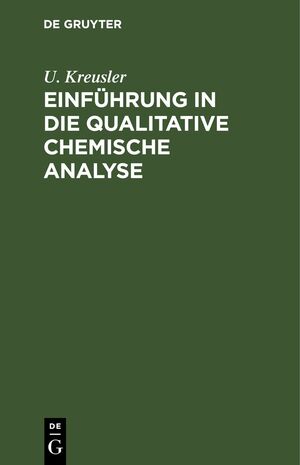 ISBN 9783112633090: Einführung in die qualitative chemische Analyse