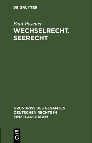 ISBN 9783112633335: Wechselrecht. Seerecht