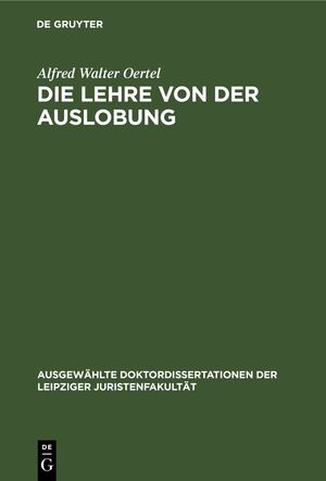 ISBN 9783112673751: Die Lehre von der Auslobung