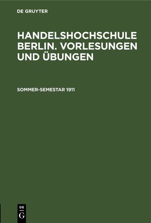 ISBN 9783112674772: Sommer-Semestar 1911