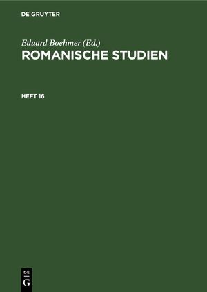 ISBN 9783112677018: Romanische Studien / Romanische Studien. Heft 16