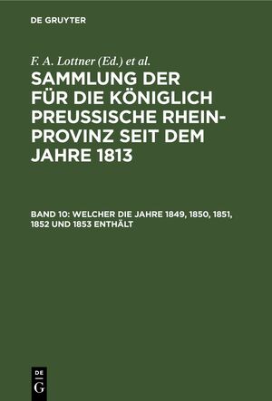 ISBN 9783112684252: Welcher die Jahre 1849, 1850, 1851, 1852 und 1853 enthält