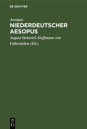 ISBN 9783112688731: Niederdeutscher Aesopus – Zwanzig Fabeln und Erzählungen aus einer Wolfenbütteler Hs. des XV. Jahrhunderts