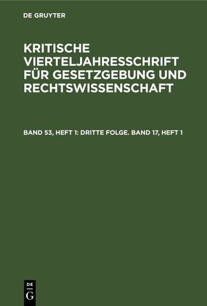 ISBN 9783112691632: Dritte Folge. Band 17, Heft 1