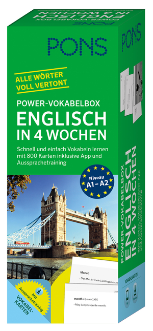 ISBN 9783125601093: PONS Power-Vokabelbox Englisch in 4 Wochen - Schnell und einfach Vokabeln lernen mit 800 Karten inklusive App und Aussprachetraining