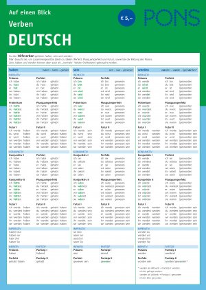 ISBN 9783125606685: PONS Verben auf einen Blick Deutsch – kompakte Übersicht, Verbformen und Konjugationen nachschlagen