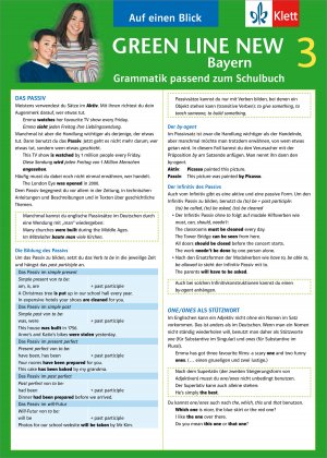 ISBN 9783129260678: Green Line New Bayern 3 - Auf einen Blick - Grammatik passend zum Schulbuch - Klappkarte (6 Seiten)