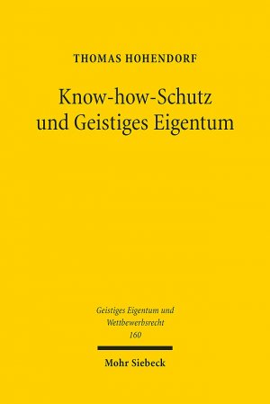 gebrauchtes Buch – Thomas Hohendorf – Know-how-Schutz und Geistiges Eigentum: Ein Beitrag zur systematischen Einordnung des Geheimnisschutzes in das Recht des geistigen Eigentums (Geistiges Eigentum und Wettbewerbsrecht, Band 160)