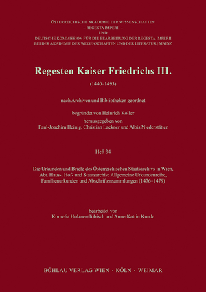 ISBN 9783205232162: Regesten Kaiser Friedrichs III. - Die Urkunden und Briefe des Österreichischen Staatsarchivs in Wien, Abt. Haus-, Hof- und Staatsarchiv: Allgemeine Urkundenreihe, Familienurkunden und Abschriftensammlungen (1476–1479). Bearbeitet von Kornelia Holzner-Tobi