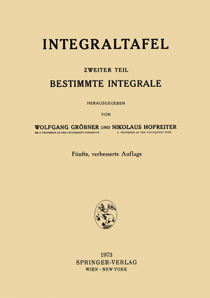 ISBN 9783211811870: Integraltafel - Zweiter Teil Bestimmte Integrale