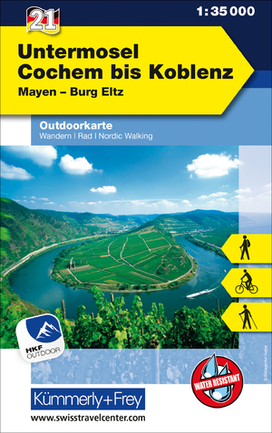 ISBN 9783259025642: Untermosel Cochem bis Koblenz Nr. 21 Outdoorkarte Deutschland 1:35 000 - Mayen, Burg Eltz, free Download mit HKF Outdoor App