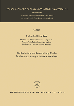 ISBN 9783322982186: Die Bedeutung der Lagerhaltung für die Produktionsplanung in Industriebetrieben