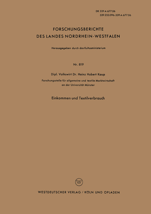 ISBN 9783322982704: Einkommen und Textilverbrauch