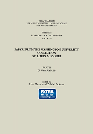 ISBN 9783322984562: Papyri from the Washington University Collection St. Louis, Missouri - Part II (P. Wash. Univ. II)