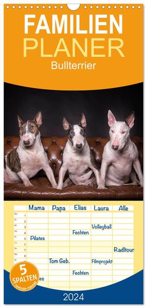 ISBN 9783383105845: Familienplaner 2024 - Bullterrier mit 5 Spalten (Wandkalender, 21 x 45 cm) CALVENDO