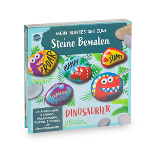 neues Buch – Mein buntes Set zum Steine Bemalen. Dinosaurier | Set mit 6 Steinen, 6 Farben, 3 Pinseln, Wackelaugen-Aufkleber sowie einem Heft mit Anleitungen und Dino-Sachwissen, ab 8 Jahren | Anne-Kathrin Häfner