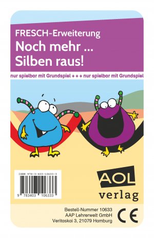 ISBN 9783403106333: FRESCH-Erweiterung: Noch mehr... Silben raus! | Ergänzungskarten für das LRS-Lernspiel zum Fes tigen und Vertiefen der Strategie Schwingen (1. bis 4. Klasse) | Corinne Zimmermann | Spiel | 110 S.