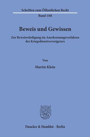 ISBN 9783428027125: Beweis und Gewissen.