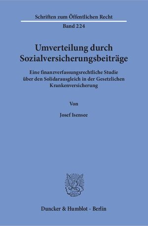 ISBN 9783428030088: Umverteilung durch Sozialversicherungsbeiträge.