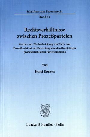 ISBN 9783428035229: Rechtsverhältnisse zwischen Prozeßparteien. - Studien zur Wechselwirkung von Zivil- und Prozeßrecht bei der Bewertung und den Rechtsfolgen prozeßerheblichen Parteiverhaltens.