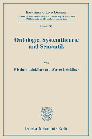 ISBN 9783428040773: Ontologie, Systemtheorie und Semantik.