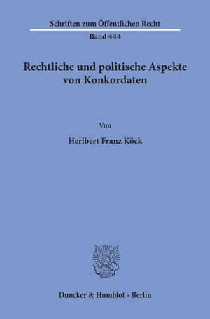 ISBN 9783428053728: Rechtliche und politische Aspekte von Konkordaten.