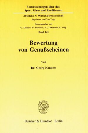 ISBN 9783428072262: Bewertung von Genußscheinen.