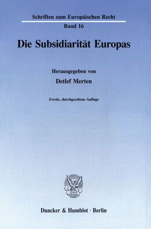 ISBN 9783428081073: Die Subsidiarität Europas.