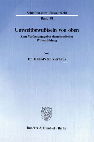 ISBN 9783428081554: Umweltbewußtsein von oben.