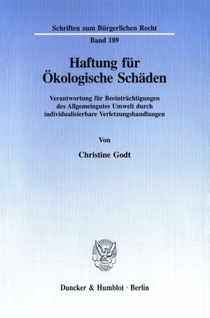 ISBN 9783428086856: Haftung für Ökologische Schäden.